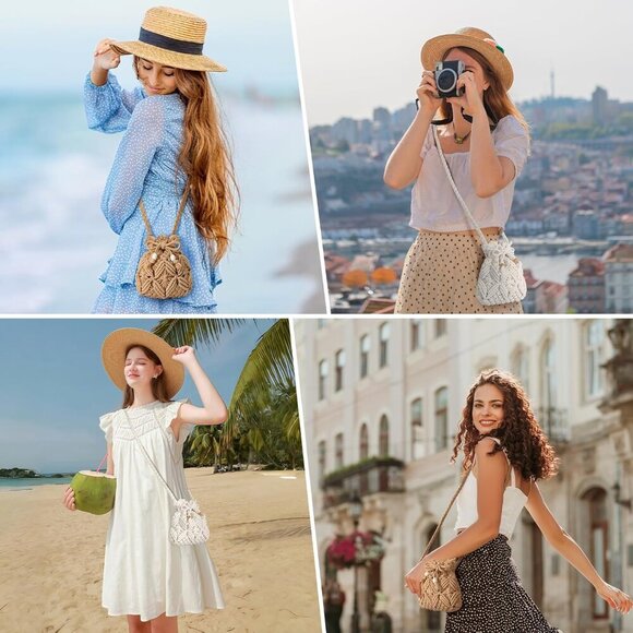 Summer Straw Crossbody Bag Crochet Woven Purse for Women Small Capacity - Picture 6 of 9